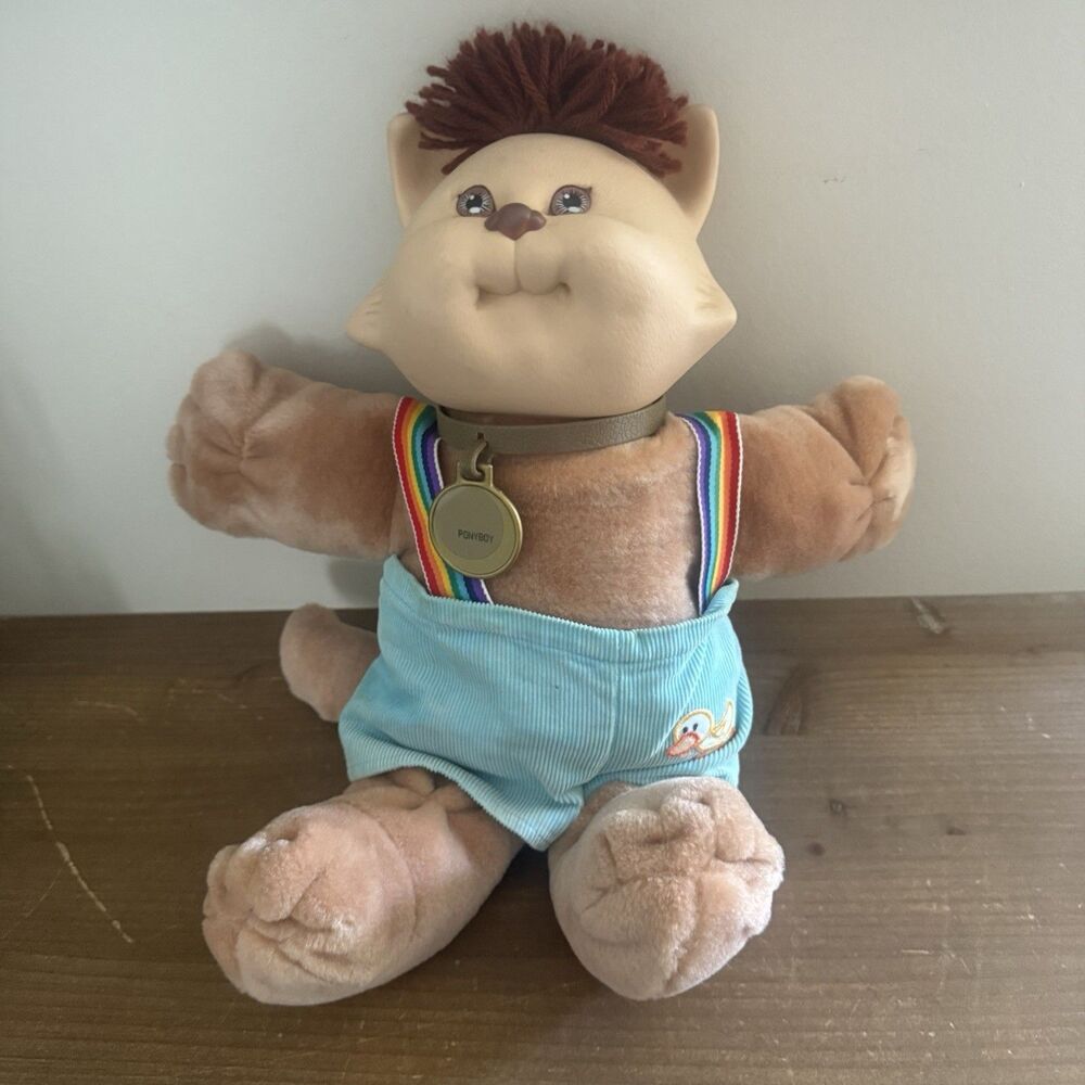 Vintage 1983 Cabbage Patch Kids Koosas Kitty Cat Lion Doll Brown Hair rainbow